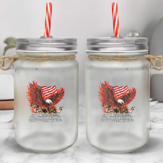 Gets a Firefighter Dog Therapy Dog Fire Department Mason Jar Cups