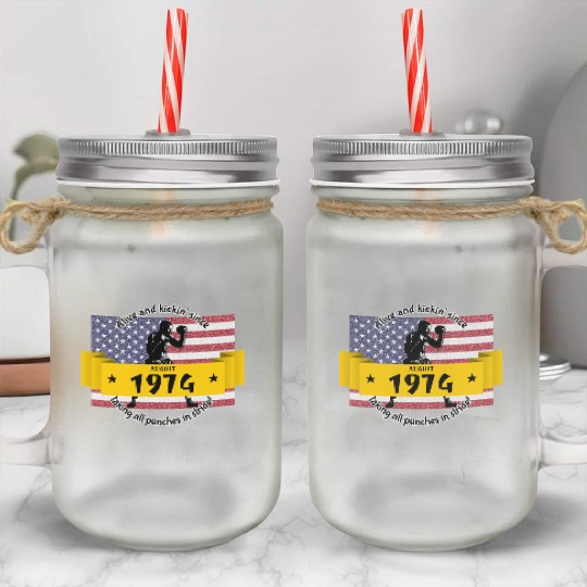 50th birthday Alive and kickin since 08/1974 Mason Jar Cups