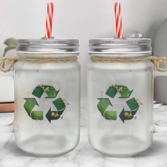 recycling icon Mason Jar Cups