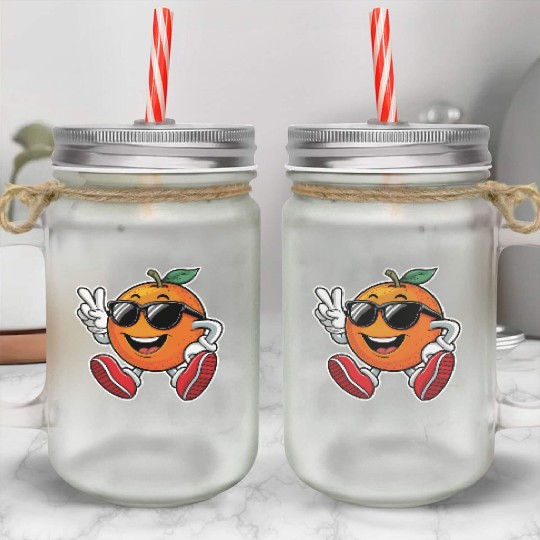 Funny Orange Fruit Relaxing Mason Jar Cups