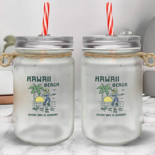 Hawaii Paradise: Tropical Island Vibes Mason Jar Cups
