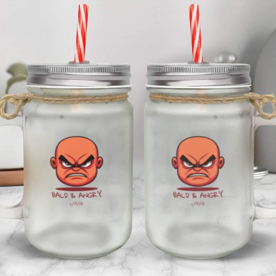 Bald and Angry Mason Jar Cups