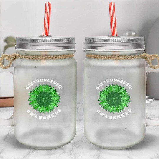 Sunflower Gastroparesis Awareness Mason Jar Cups