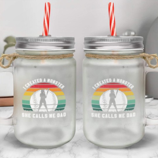 Calls Me Softball Dad Funny Daddy Father's Day Mason Jar Cups