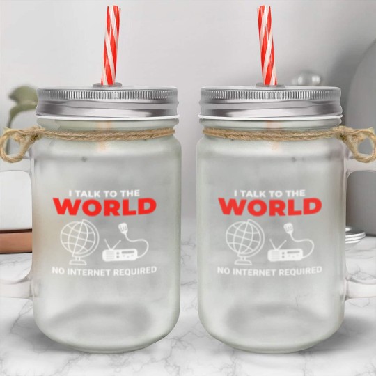 Amateur Ham Radio Operator Radio Waves Frequency Mason Jar Cups