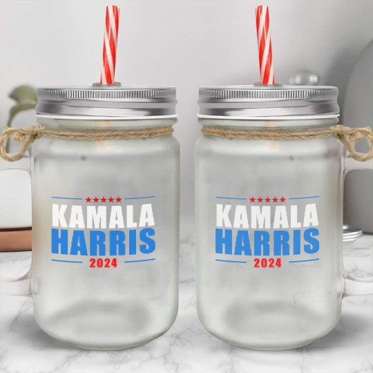 Kamala Harris Madame President 2024 Mason Jar Cups
