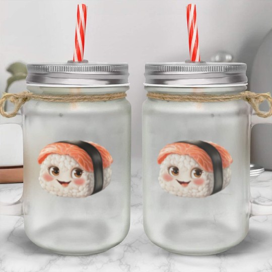 Happy Sushi Realistic Mason Jar Cups