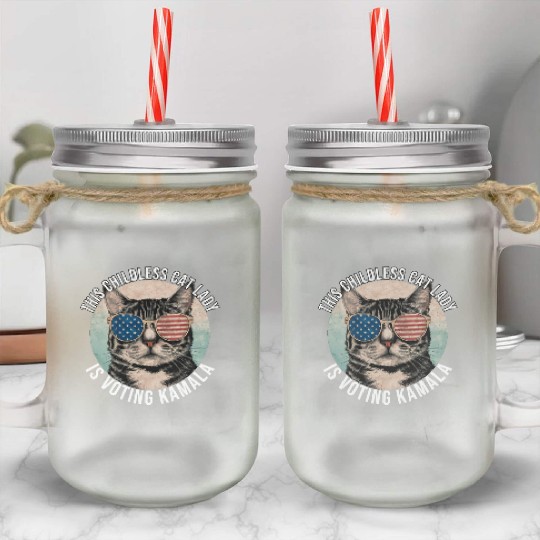 This Childless Cat Lady Is Voting Kamala Mason Jar Cups