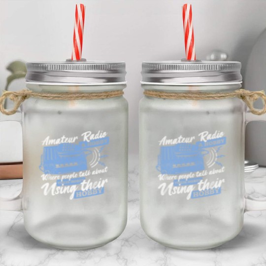 Amateur Radio Design for a Ham Radio Operator Mason Jar Cups