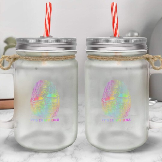 Retro Demolition Derby Finger Print It's In My DNA Mason Jar Cups