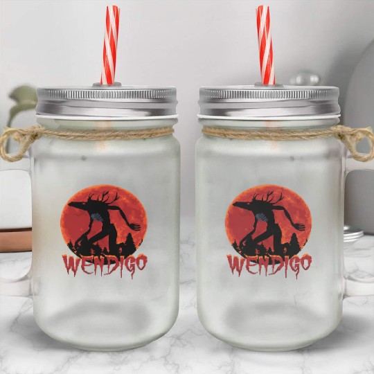 Cryptid Monsters Folk Wendigo Cryptid Creepy Mason Jar Cups