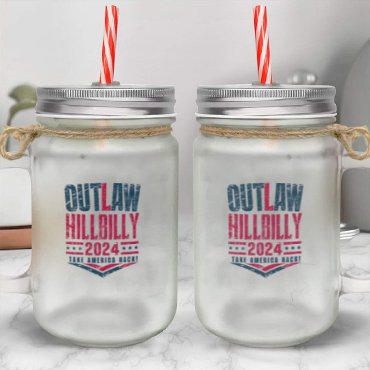 Vintage Elections Outlaw Hillbilly US Flag Mason Jar Cups