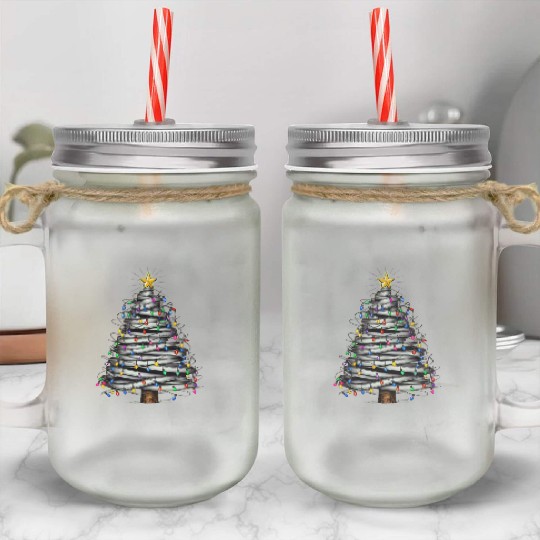 Christmas Light Tree Holiday Mason Jar Cups