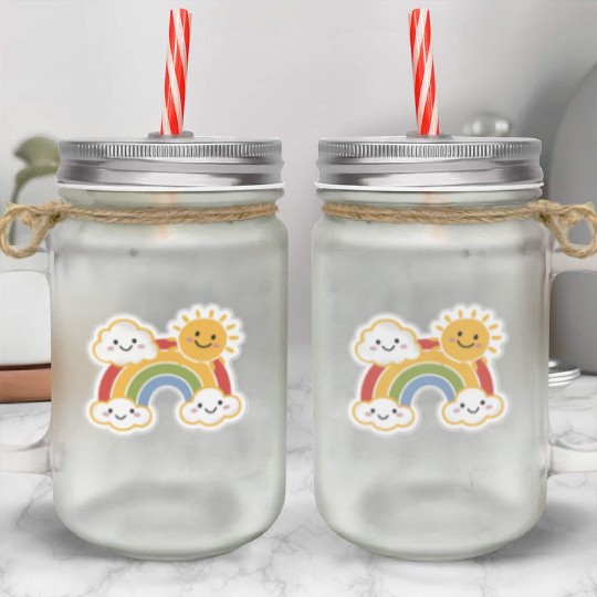 Rainbow Bright Mason Jar Cups