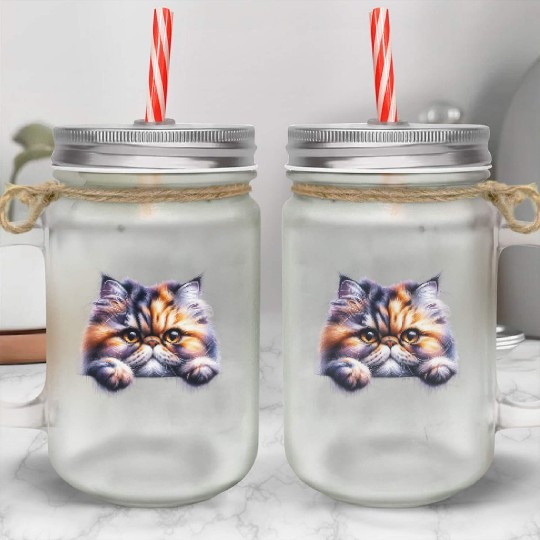 Persian cat Mason Jar Cups