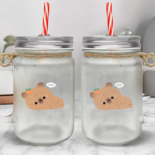 Tired Capybara Mason Jar Cups