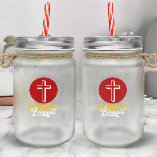 Simply Blessed Love Jesus Christian Mason Jar Cups