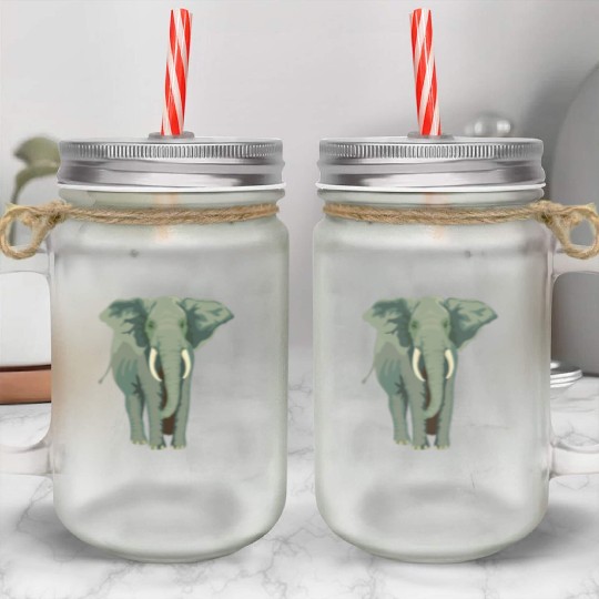 Elephant Face Funny Mason Jar Cups - Funny Animal Face Lover