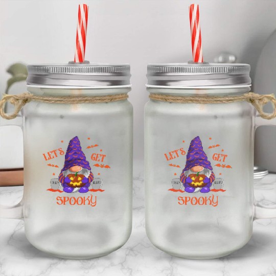 Halloween Gnomes, Happy Halloween Mason Jar Cups