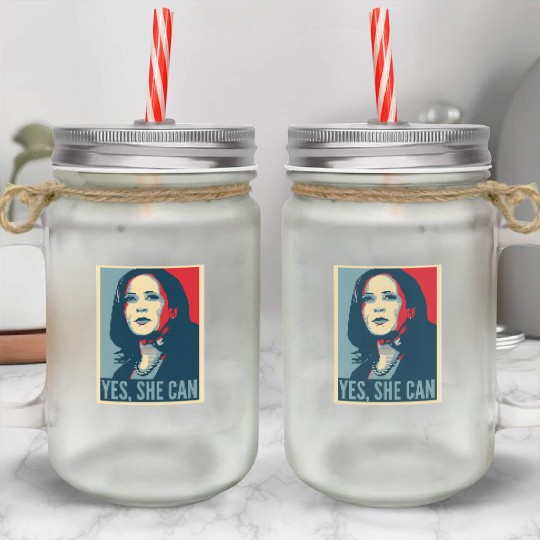 Kamala Harris USA Election Yes SHE CAN Mason Jar Cups