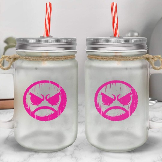 Angry Cool Face Mason Jar Cups