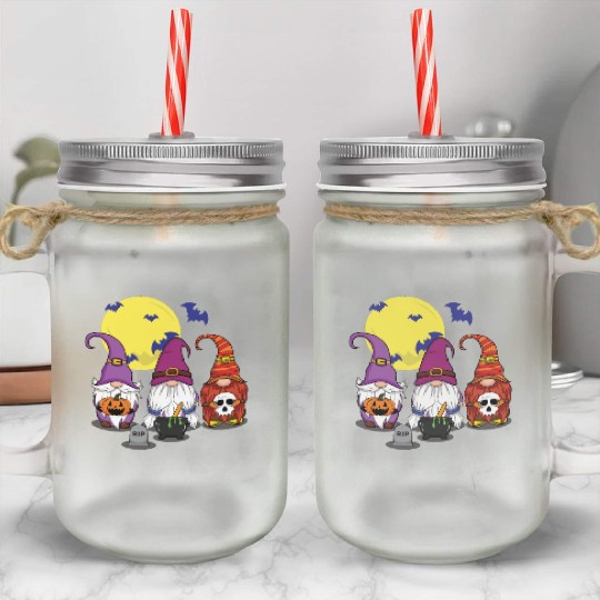 Halloween Gnomes Cute Creepy Halloween Mason Jar Cups