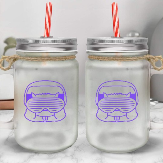 Cute DJ Hamster Party Animal Guinea Pig Pet Face Mason Jar Cups