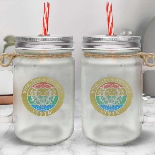 50th birthday Wild, free & untamed since 11/1974 Mason Jar Cups