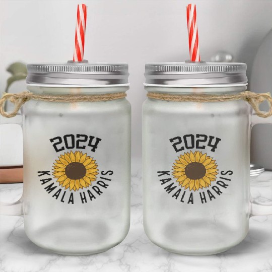 Kamala Harris 2024 for President Vote Tim Walz Mason Jar Cups