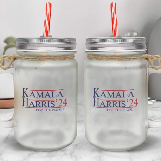 Kamala Harris 2024 for President Vote Tim Walz Mason Jar Cups