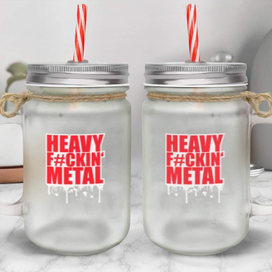 Heavy F#ckin' Metal Hard Rock Music Graffiti Spray Mason Jar Cups