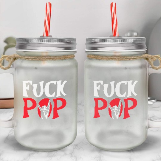 Fuck pop charts music heavy metal fun hand gesture Mason Jar Cups