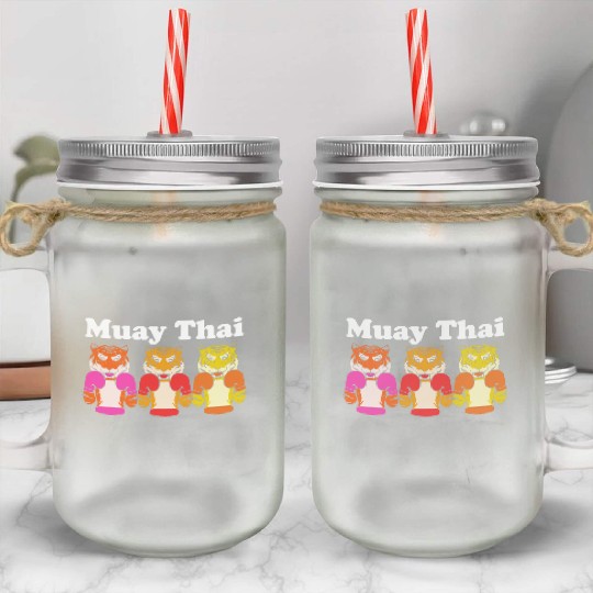 Thai Boxing Martial Arts Tiger Muay Thai Coach Mason Jar Cups