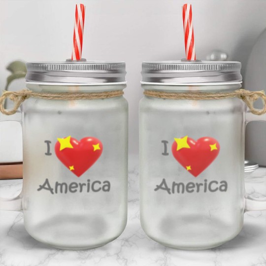 I Love America Mason Jar Cups