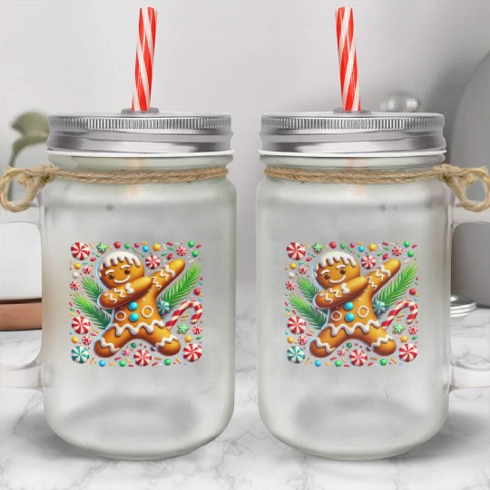 Dabbing Gingerbread Cookie Christmas Fun Mason Jar Cups