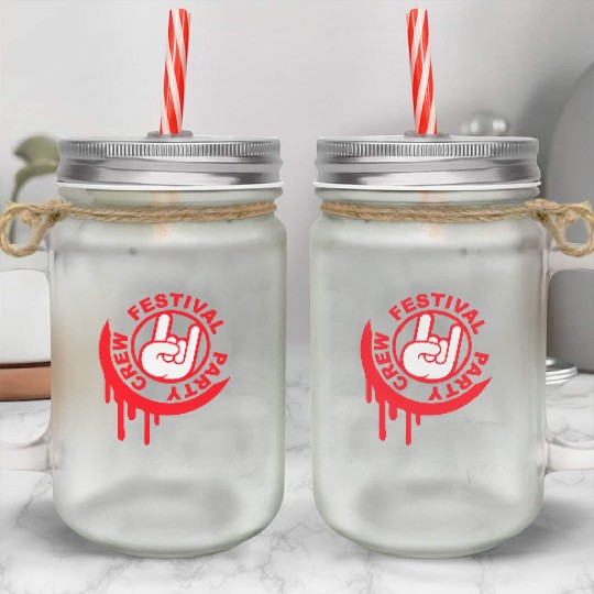 Festival party crew graffiti metal hand gesture Mason Jar Cups