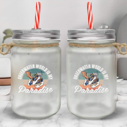 Underwater World Is My Paradise Mason Jar Cups
