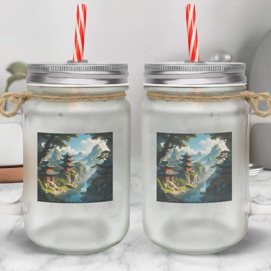 Peaceful Pagoda Mason Jar Cups