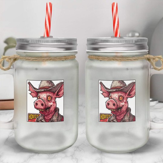 hillbilly redneck zombie cowboy pig Mason Jar Cups
