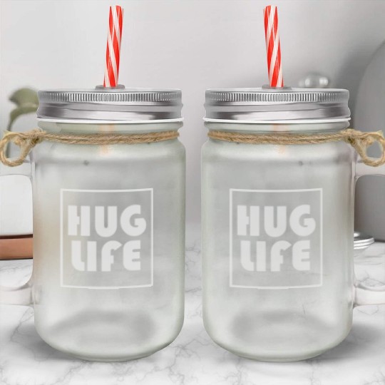 Hug Life Retro Style Mason Jar Cups