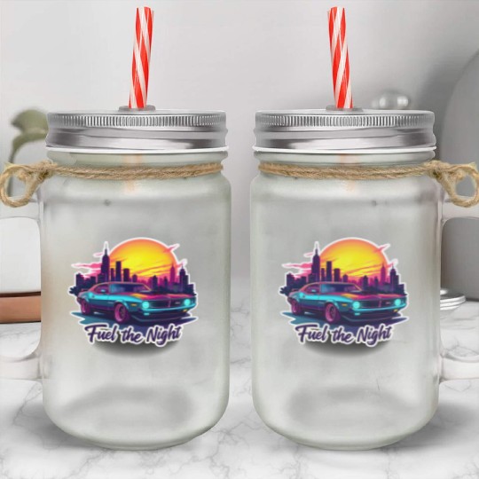 Cyberpunk Muscle Car Mason Jar Cups