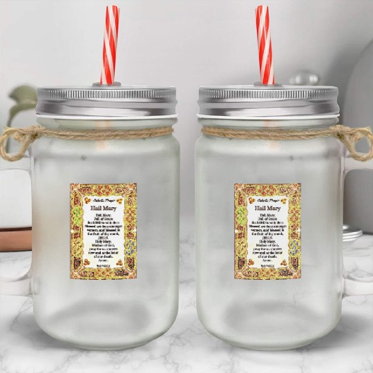 Hail Mary Catholic Prayer Mason Jar Cups