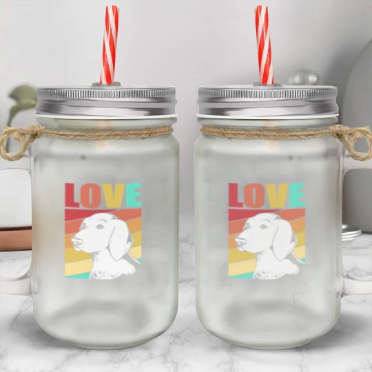 Retro German Shorthaired Pointer Dog I Love My GSP Mason Jar Cups