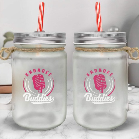 Karaoke Buddies Microphone Retro Style Mason Jar Cups