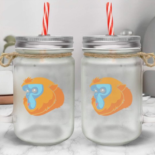 Monkey Lover Golden Snub Nosed Monkey Face Mason Jar Cups