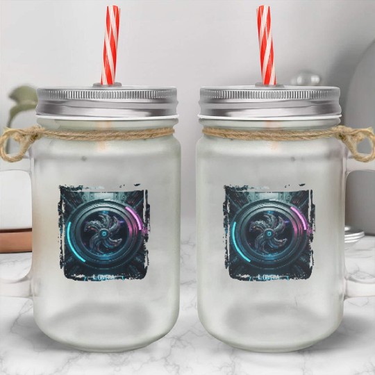 Zodiac sign Libra in cyberpunk era Future Mason Jar Cups