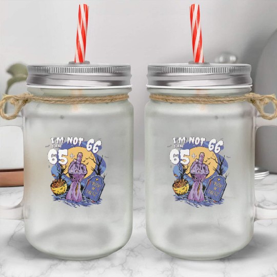 66th Birthday Bash - 65 + Zombie Finger for Mason Jar Cups