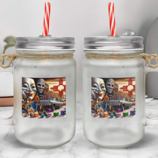 New Mexico Zia Symbol Mason Jar Cups