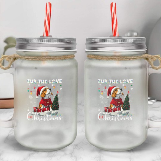 Beagle Christmas Tree Lights Decorations Dog Lover Mason Jar Cups