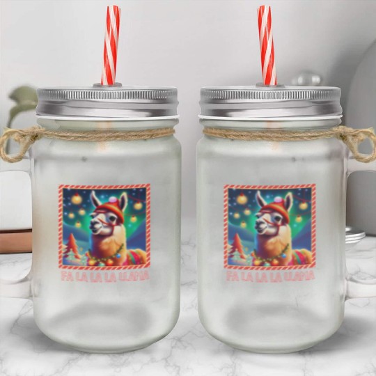 Fa La La La LLama Mason Jar Cups